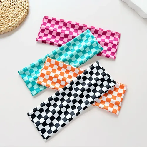 Diadema Elástica A Cuadros Para Niñas, Accesorio Para El Cab 4pcchildren