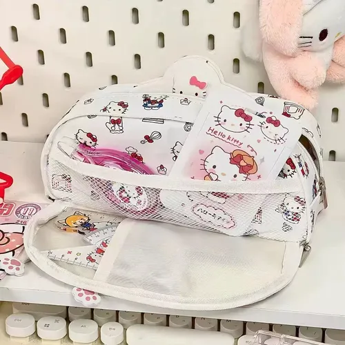 Kj Neceser De Maquillaje De Gran Capacidad Hello Kitty Blanco Hello Kitty All-over Print With Red Bows