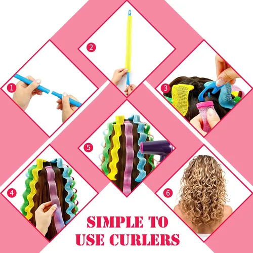 Kit De 28 Rulos Espirales Sin Calor Willbond 45 Cm Colores