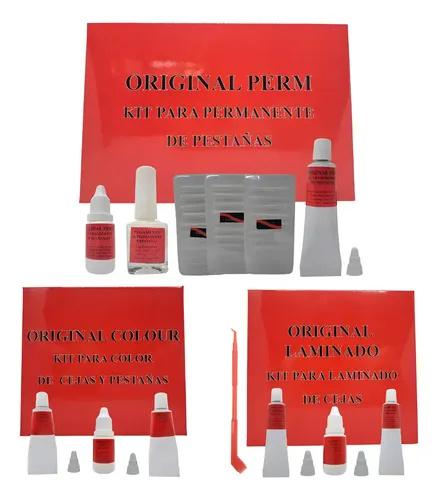 Kit X3 Lash Permanente+color+laminado Para Cejas Y Pestañas
