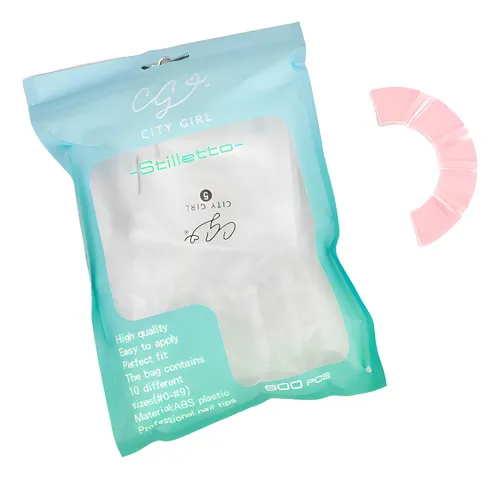 Tips Soft Gel Press On Stiletto Transparente City Girl X600