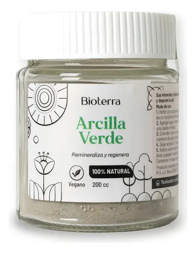 Arcilla Facial Verde Orgánica Cosmética Natural Bioterra Tipo de piel Todo tipo de piel