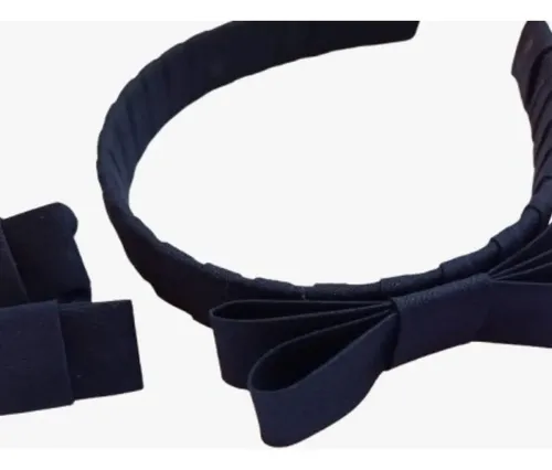 Accesorios Para El Pelo Escolar Moda Combo Vincha + Gomitas Color Azul Oscuro