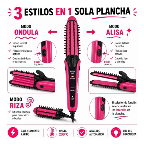 Plancha De Pelo 3 Estilos En 1 Cambio De Look En Casa