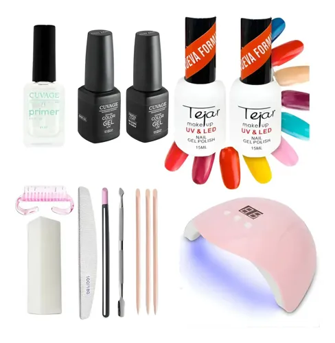 Kit Inicial X 14u Tejar Manicuria Esmalte Semi Cabina Led Uv