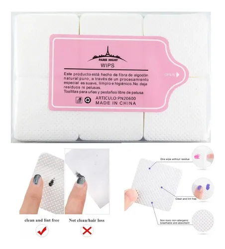 Wipes X600 Pcs Removedor Pegamento Pestañas Y Uñas Manicuria
