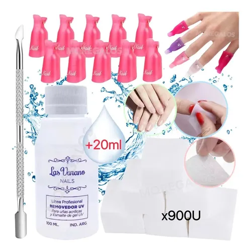 Kit Removedor Uv Broches Wipes Quita Esmalte Semi Permanente
