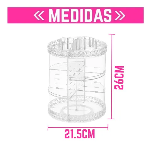 Organizador Maquillaje Porta Cosmetico Giratorio Acrilico Color Transparente