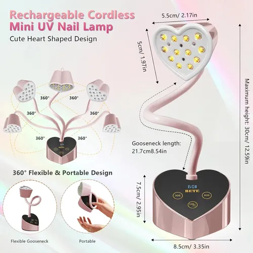 Lámpara Uv Led Portátil Recargable Para Uñas Con Sensor