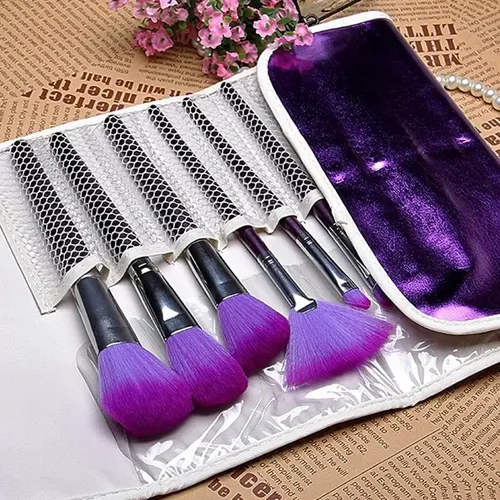 Set De 16 Pinceles De Maquillaje Morados