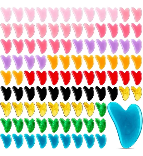 Set 100 Gua Sha Resina Corazón Facial Y Corporal
