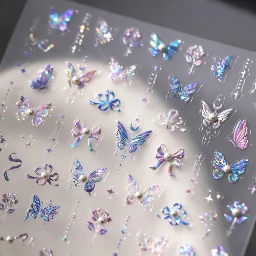 Etiqueta Engomada Del Arte Del Clavo De La Mariposa De La
