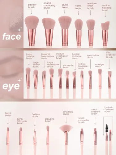 Set 50 Brochas Y Accesorios De Maquillaje Profesional Rosa Rosa