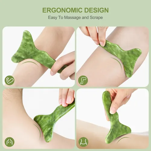 Set Gua Sha Airogym Jade Masaje Corporal 2 Piezas Verde