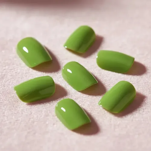 Press On Tips Autoadhesivo Oval Cherimoya Verde Lisa