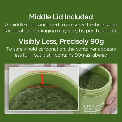 2026  Holy Basil Bubble Deep Mask 90g Tipo De Piel Grasa