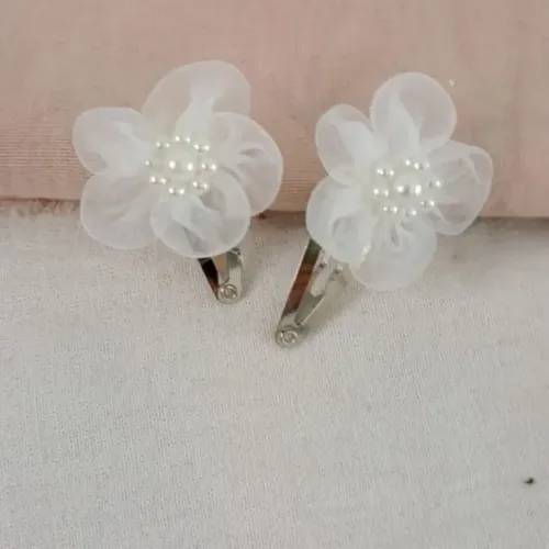 Par De Hebillas Tic Tac Con Flores Fiesta Nena Bautismo