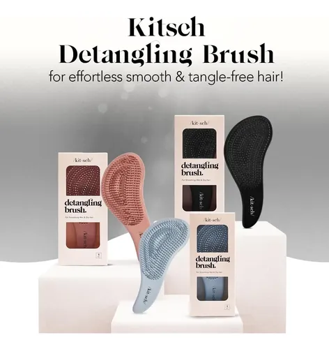 Cepillo Desenredante Kitsch Oblongo Negro Para Todo Cabello