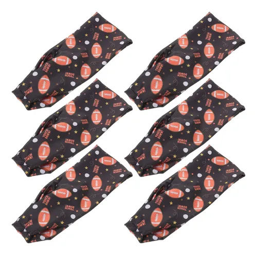 6 Bandas Deportivas Para El Sudor, Transpirable, Para Cabell Black With Orange Football And White/yellow Accent Pattern Talla Única Para La Mayoría Football Print