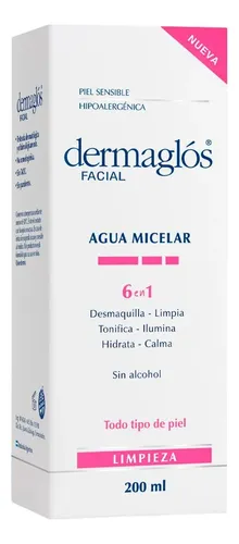 Dermaglós Facial Agua Micelar 6 En 1 Limpia Y Desmaquilla