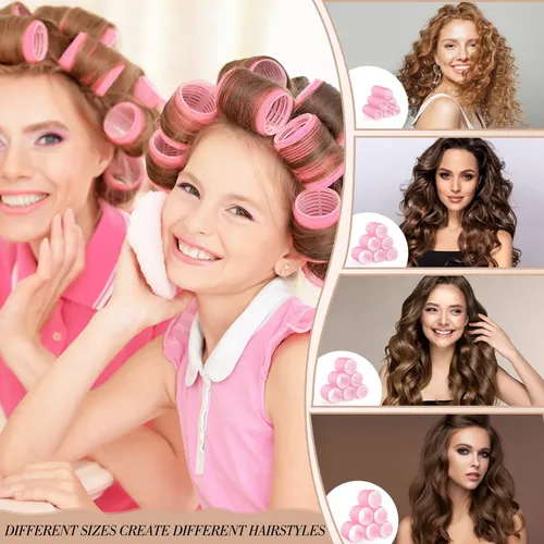 Set De Rulos De Pelo Obeoby Para Mujer Con Pinzas Y Herramie Rosa Chicle