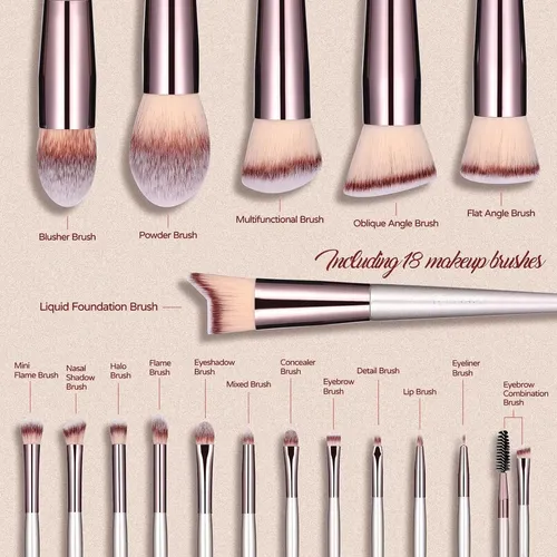 Brochas Bs-mall Makeup Brush Set 18 Pcs Premium.