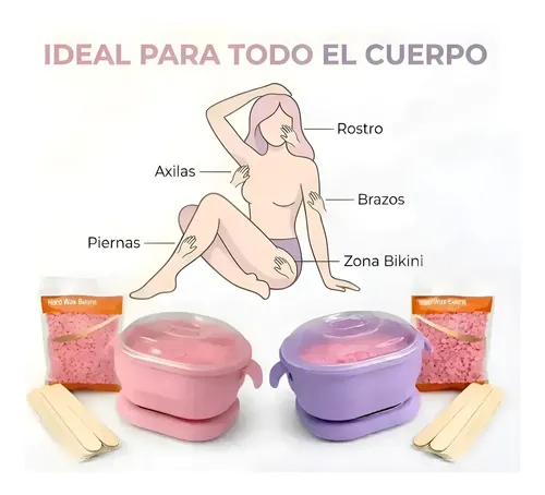 Kit Depilación Calentador Plegable De Cera 3 En 1 Silicona