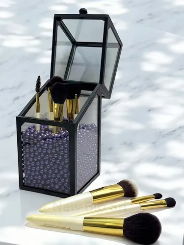 Organizador De Brochas Maquillaje Vidrio Premium Sin Pincel