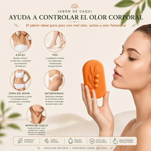 Jabón Caqui Para Controlar El Olor Corporal X3