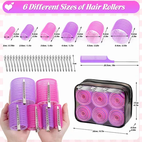 Rulos Para El Cabello Tetutor 62 Piezas Para Mujeres, 6 Tama