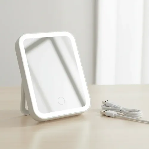 Espejo Cuadrado Genérica Con Luz Usb 17.5 Cm