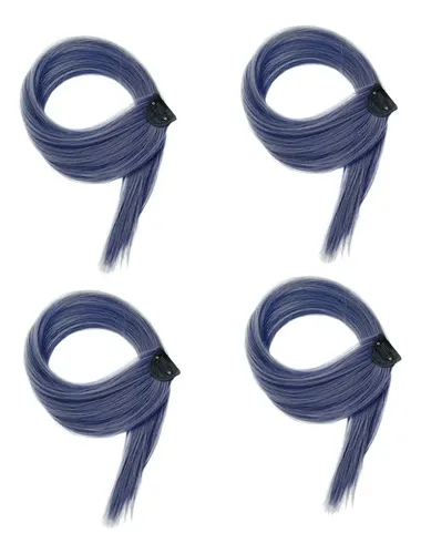 4 Pelucas Teñidas De Orejas Colgantes, Azul Profundo