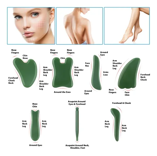 Juego De Herramientas De Masaje Jade Gua Sha De 7 &su
