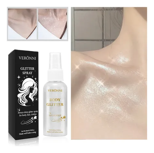 Iluminador En Aerosol Para Cuerpo Y Cabello, Color Blanco Pl