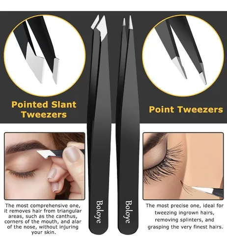 Juego De Pinzas, 4 Pinzas Para Cejas Y Un Cepillo Para Cejas
