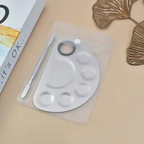 Paleta Mezcladora De Metal Con Espátula Nail Art