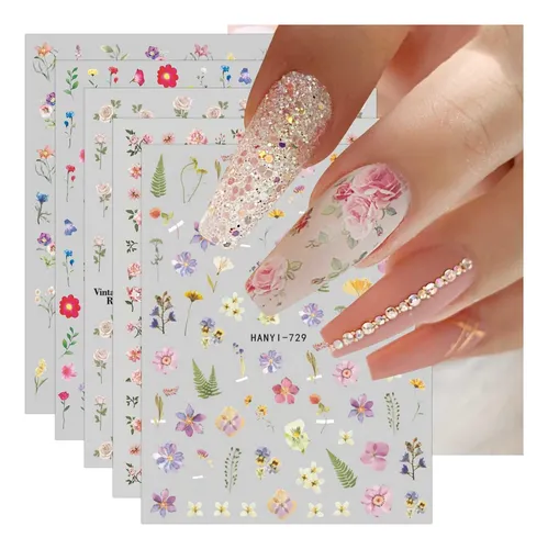 Jmeowio Pegatinas Para Uñas Primavera Floral 9 Hojas