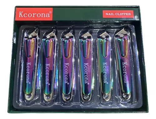 Caja X 12 Alicates Cortauñas Uñas Acero Manicuria Pedicuria Color TORNASOLADO