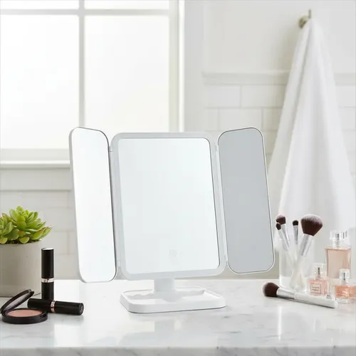 Espejo Led 3 Maquillaje Aumento Luz Usb Blanco Recargable