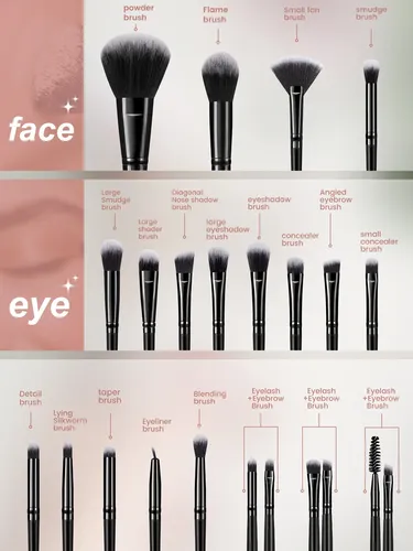 Set 30 Pinceles Y Esponjas De Maquillaje Con Neceser Negro