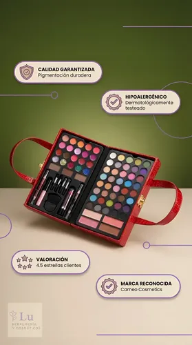 Set Maquillaje Cameo Eco Cuero Modelo 140 Femenino