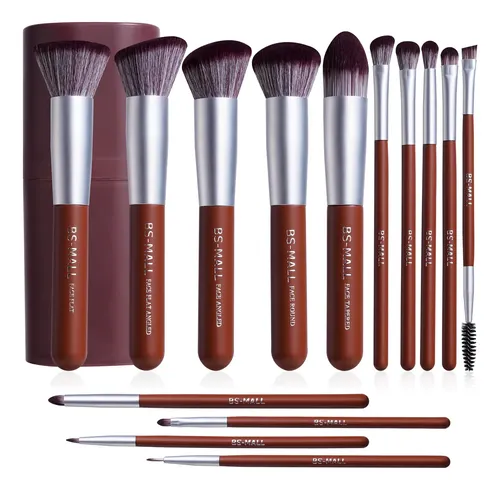 Set De Brochas Para Maquillaje Bs-mall 14 Piezas Con Estuche