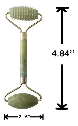 Rodillo Jade Verde Facial Masajeador Antiarrugas Gua Sha