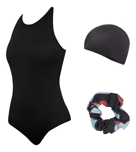 Malla De Natacion Mujer Cloro Resistente Hidrofugo Con Gorra