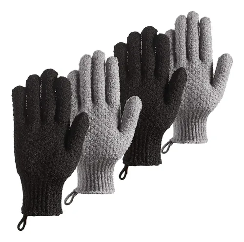 Guantes Exfoliantes Grandes Para Baño Y Spa Negro Y Gris