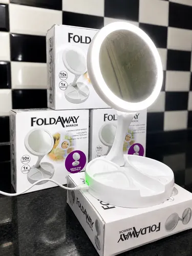 Espejo Led Maquillaje Con Luz Usb Pilas Plegable Redondo