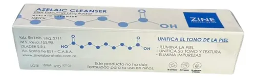 Limpiador Facial Espuma Ácido Azelaico Zine 100g Todo Tipo de Piel
