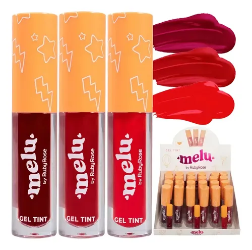 Gel de tinte labial Melu Ruby Rose de larga duración, excelente pigmentación, color coral limpio