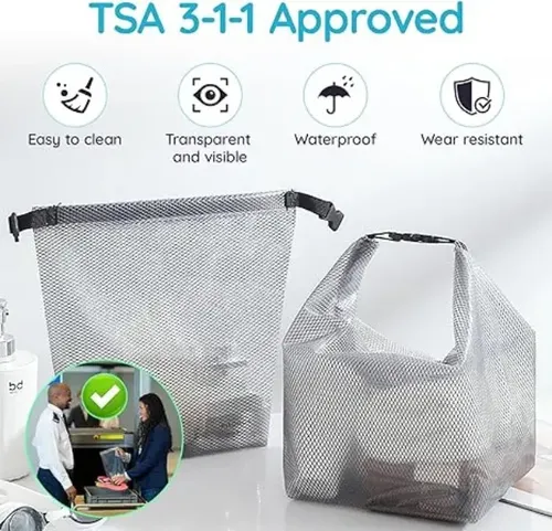 Bolsa De Maquillaje De Malla For Mujer, Impermeable, De Pvc