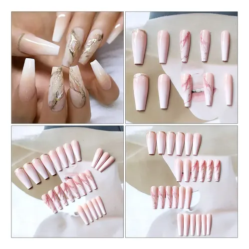 24 Uñas Postizas Decorativas Para Mujer